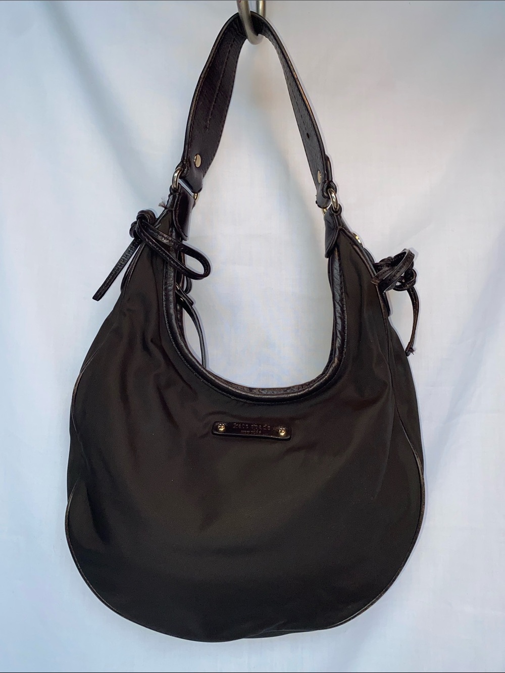 Kate Spade Brown Nylon Crescent Hobo Bag